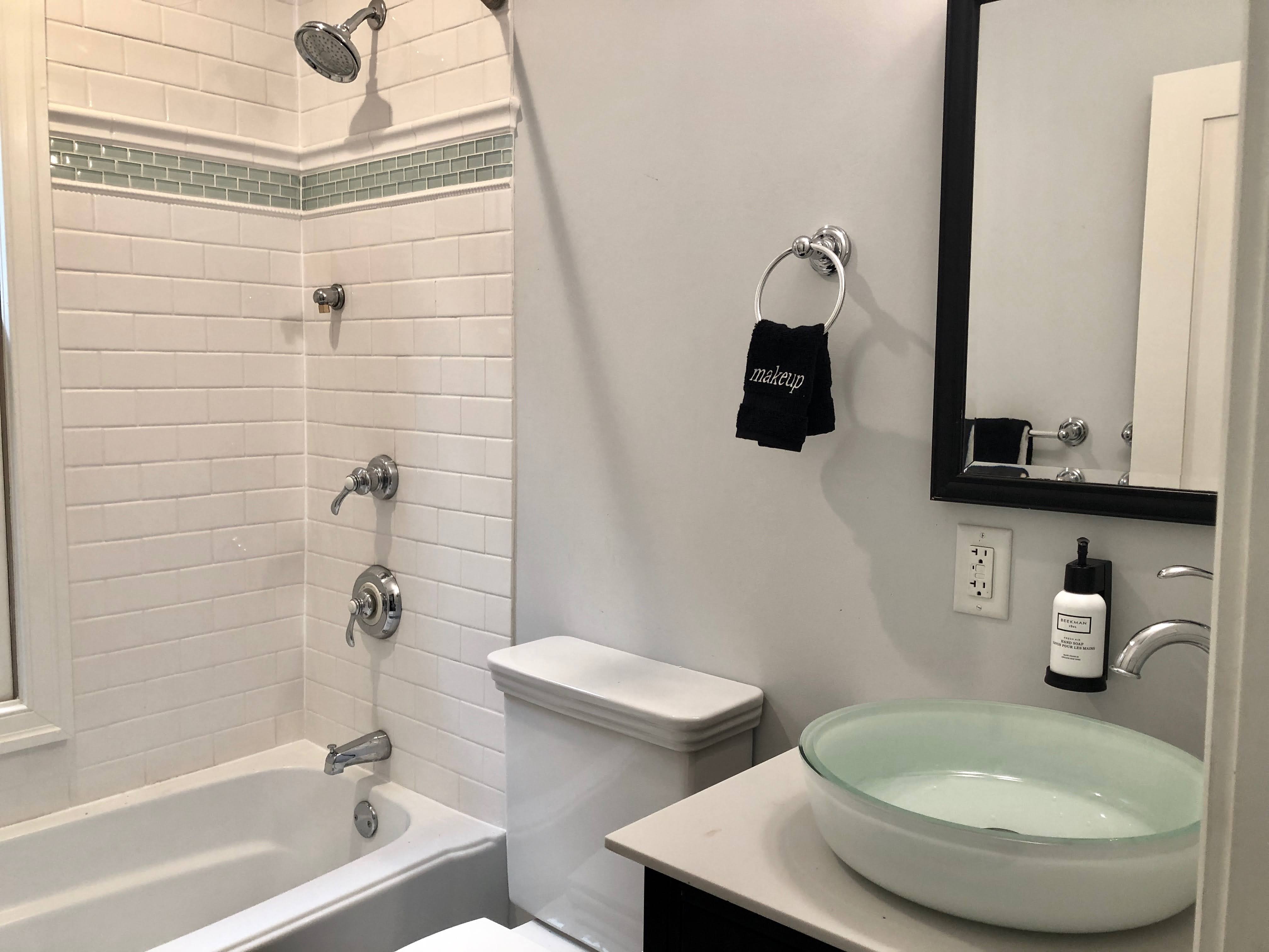 Guest bathroom vessel sink