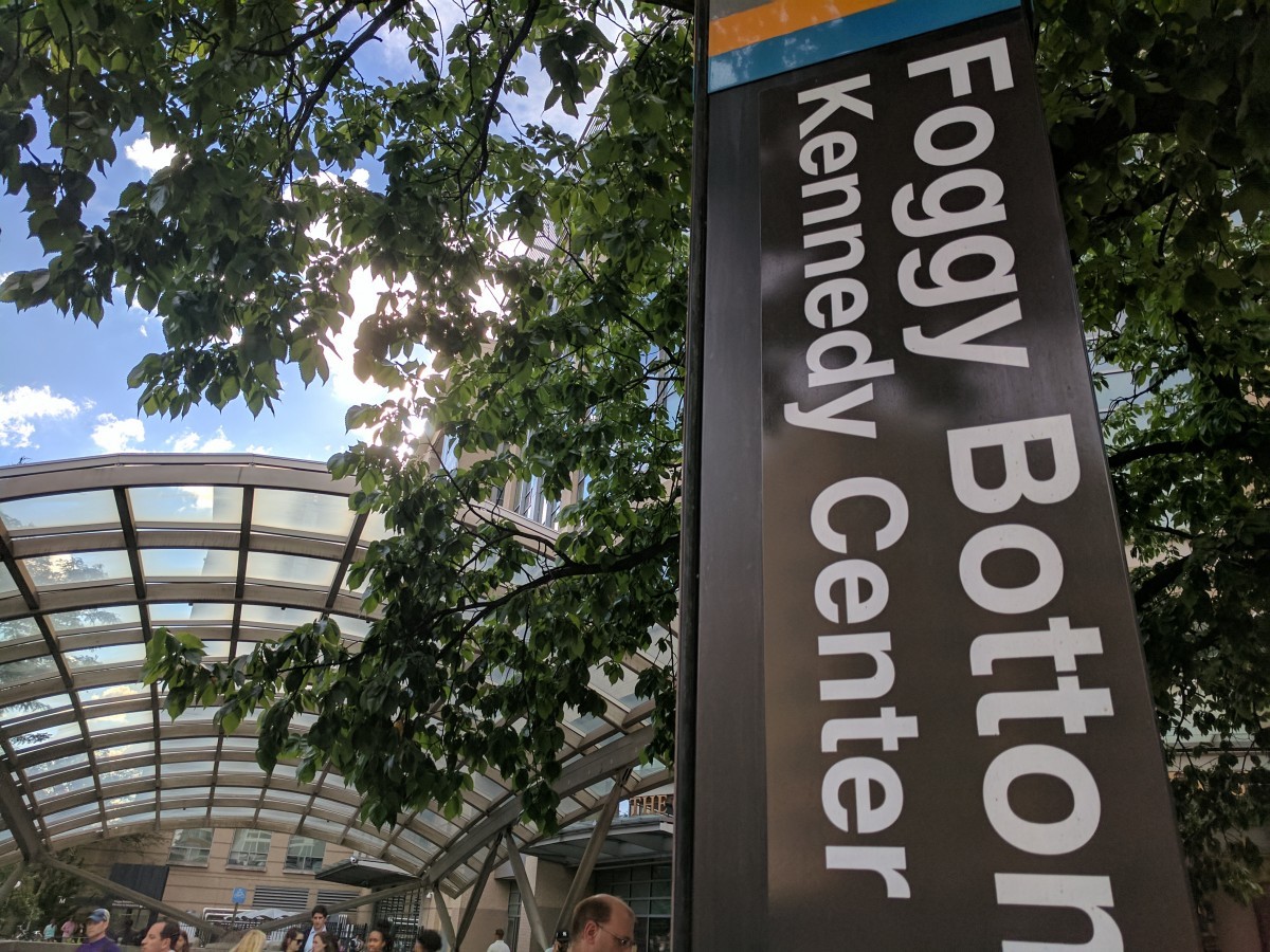 Foggy Bottom Metro station entrance, on the Blue, Orange and Silver lines
