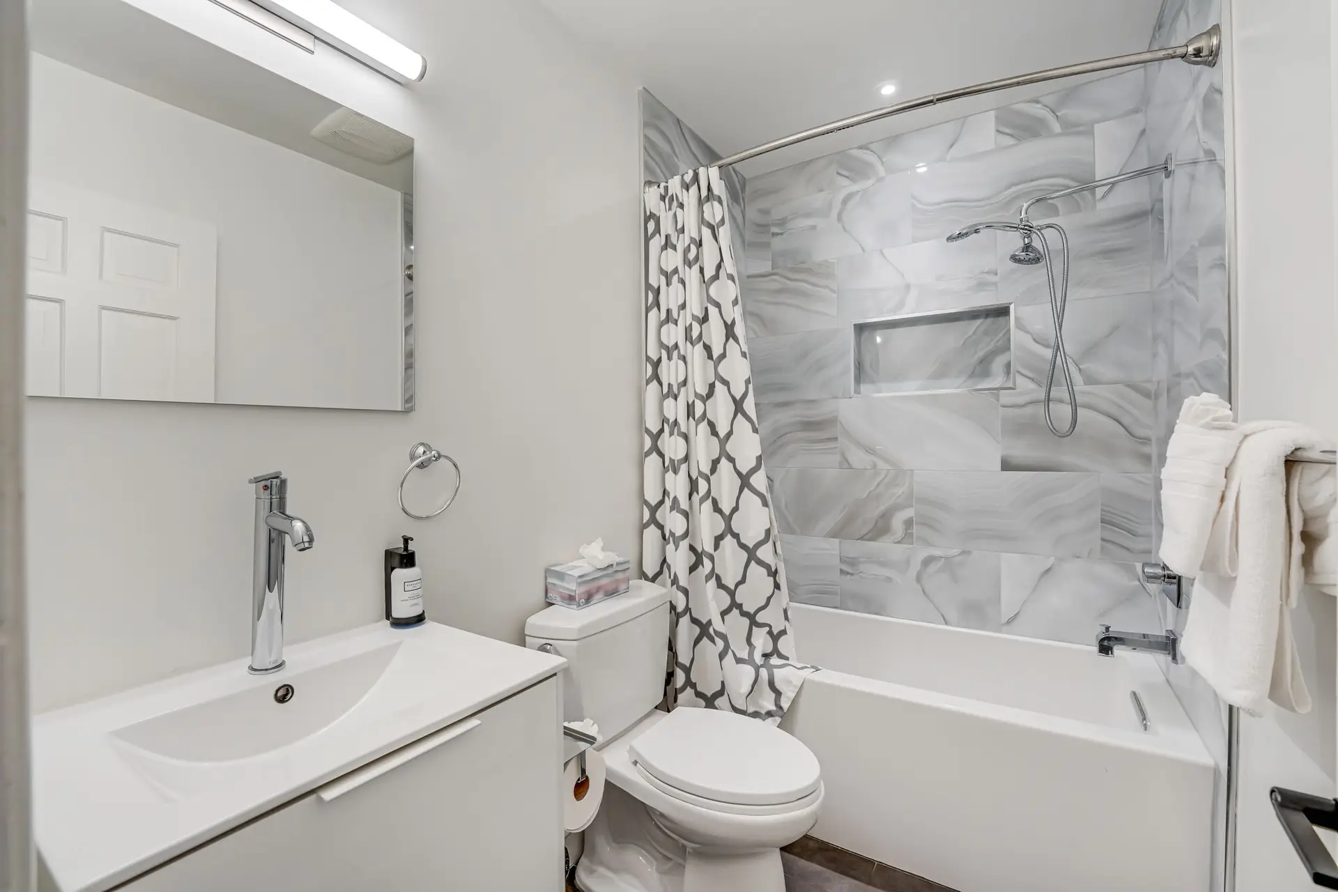 Marble walk-in shower