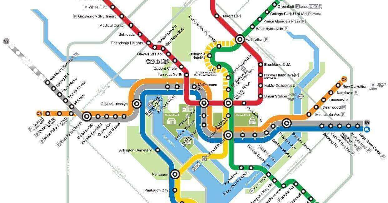 DC Metro (Subway) System Map. Home 2 Blocks From Foggy Bottom-GWU Station. Airbnb GWU